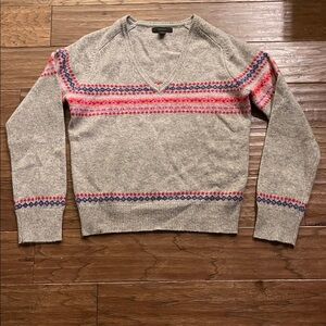 Express Vintage V-Neck Long Sleeve 100% Lambs Wool Sweater Size XL